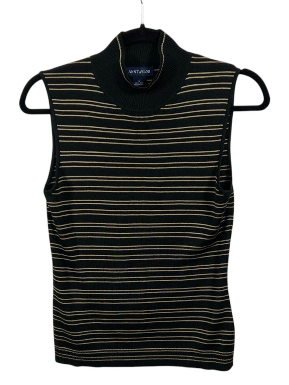 Ann Taylor Top Womens Silk Knit Blouse Sleeveless S Corpcore Old Money Preppy